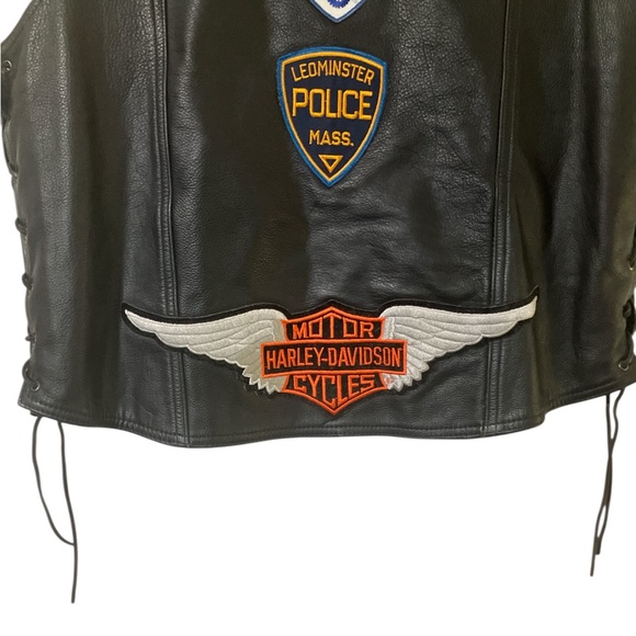 Harley Davidson Police Motorcycle Vest Size XL Patched Leather Blue Knights - Picture 12 of 16
